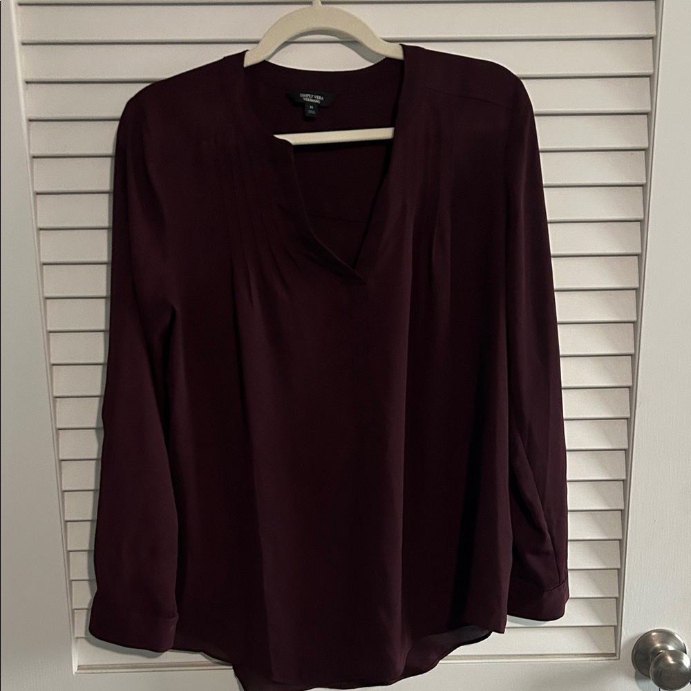 Simply Vera Vera Wang Plum V-Neck Blouse